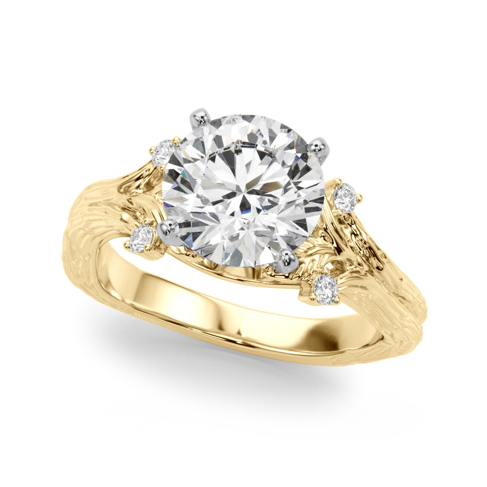 Majestic Sidestone Round Diamond Engagement Ring in 10K/14K gold and platinum with certified lab-grown or natural diamonds
