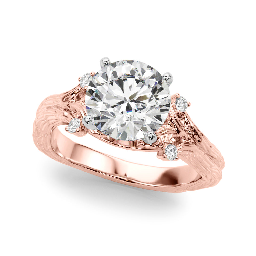 Majestic Sidestone Round Diamond Engagement Ring in 10K/14K gold and platinum with certified lab-grown or natural diamonds