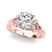 Majestic Sidestone Round Diamond Engagement Ring in 10K/14K gold and platinum with certified lab-grown or natural diamonds