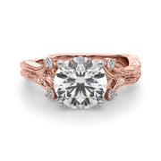 Majestic Sidestone Round Diamond Engagement Ring in 10K/14K gold and platinum with certified lab-grown or natural diamonds