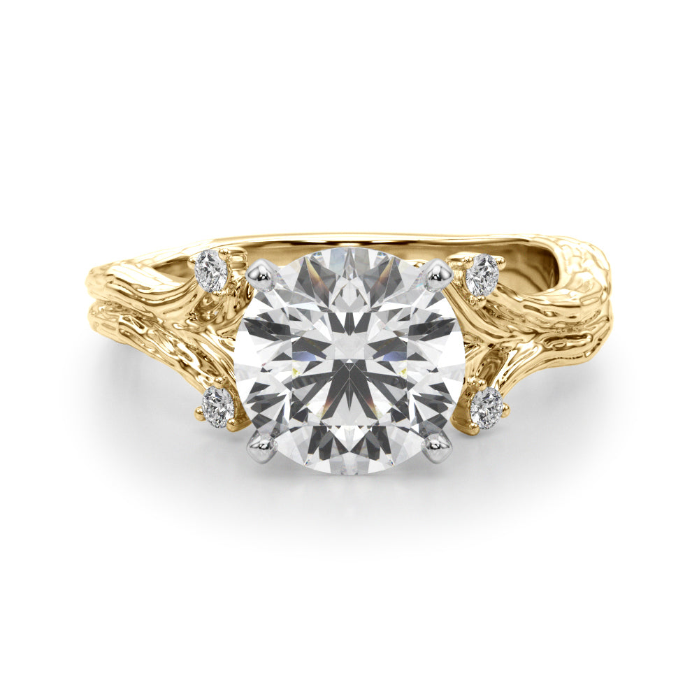 Majestic Sidestone Round Diamond Engagement Ring in 10K/14K gold and platinum with certified lab-grown or natural diamonds