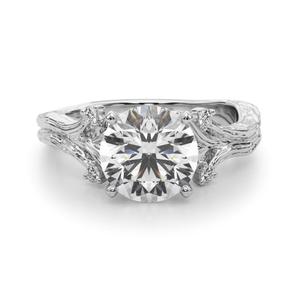 Majestic Sidestone Round Diamond Engagement Ring in 10K/14K gold and platinum with certified lab-grown or natural diamonds