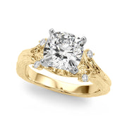 Majestic Sidestone Round Diamond Engagement Ring in 10K/14K gold and platinum with certified lab-grown or natural diamonds