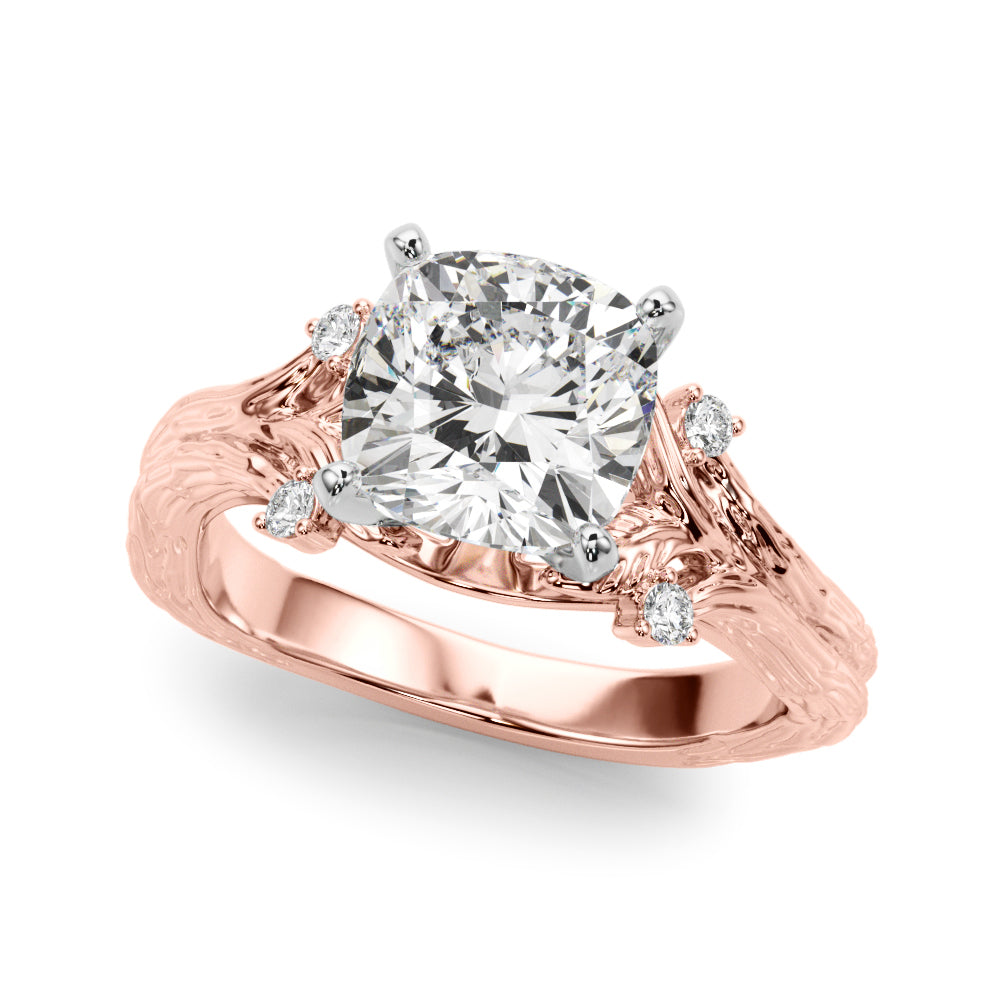 Majestic Sidestone Round Diamond Engagement Ring in 10K/14K gold and platinum with certified lab-grown or natural diamonds
