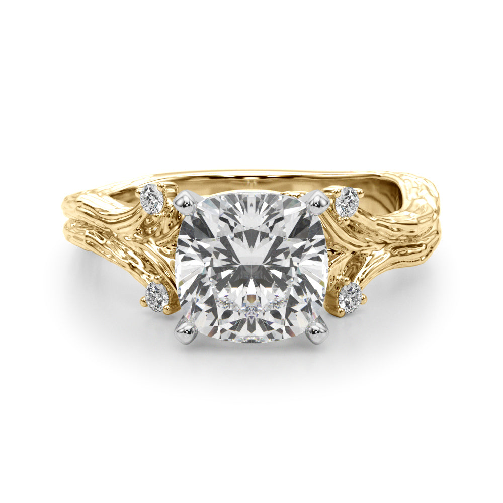 Majestic Sidestone Round Diamond Engagement Ring in 10K/14K gold and platinum with certified lab-grown or natural diamonds