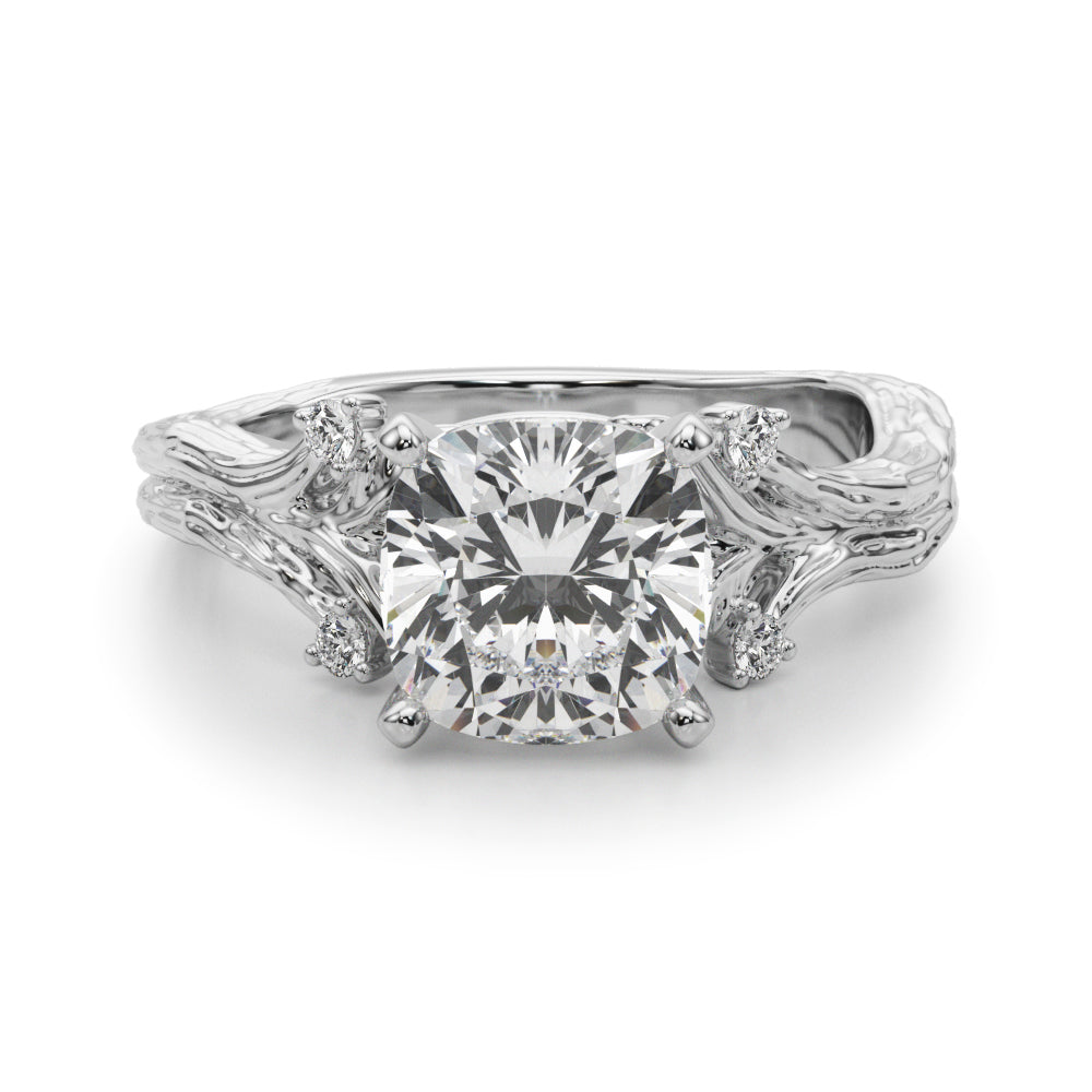 Majestic Sidestone Round Diamond Engagement Ring in 10K/14K gold and platinum with certified lab-grown or natural diamonds