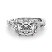 Majestic Sidestone Round Diamond Engagement Ring in 10K/14K gold and platinum with certified lab-grown or natural diamonds