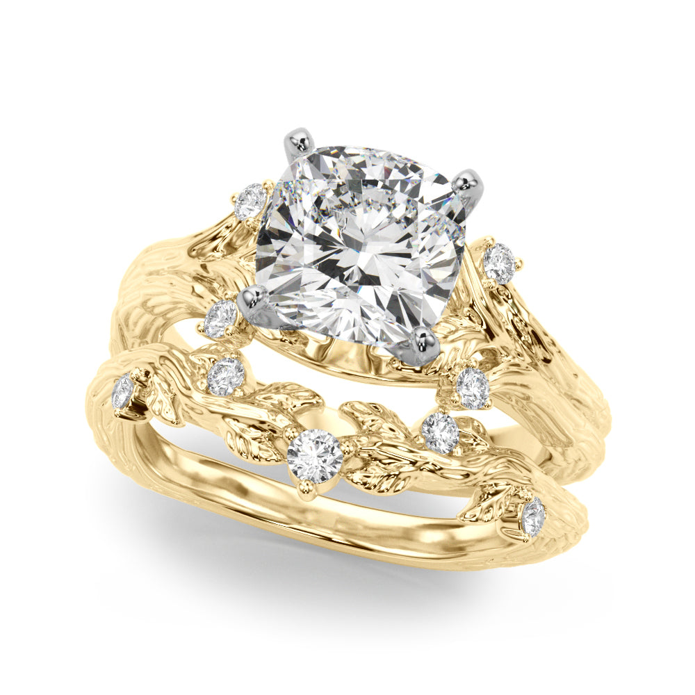 Majestic Sidestone Round Diamond Engagement Ring in 10K/14K gold and platinum with certified lab-grown or natural diamonds