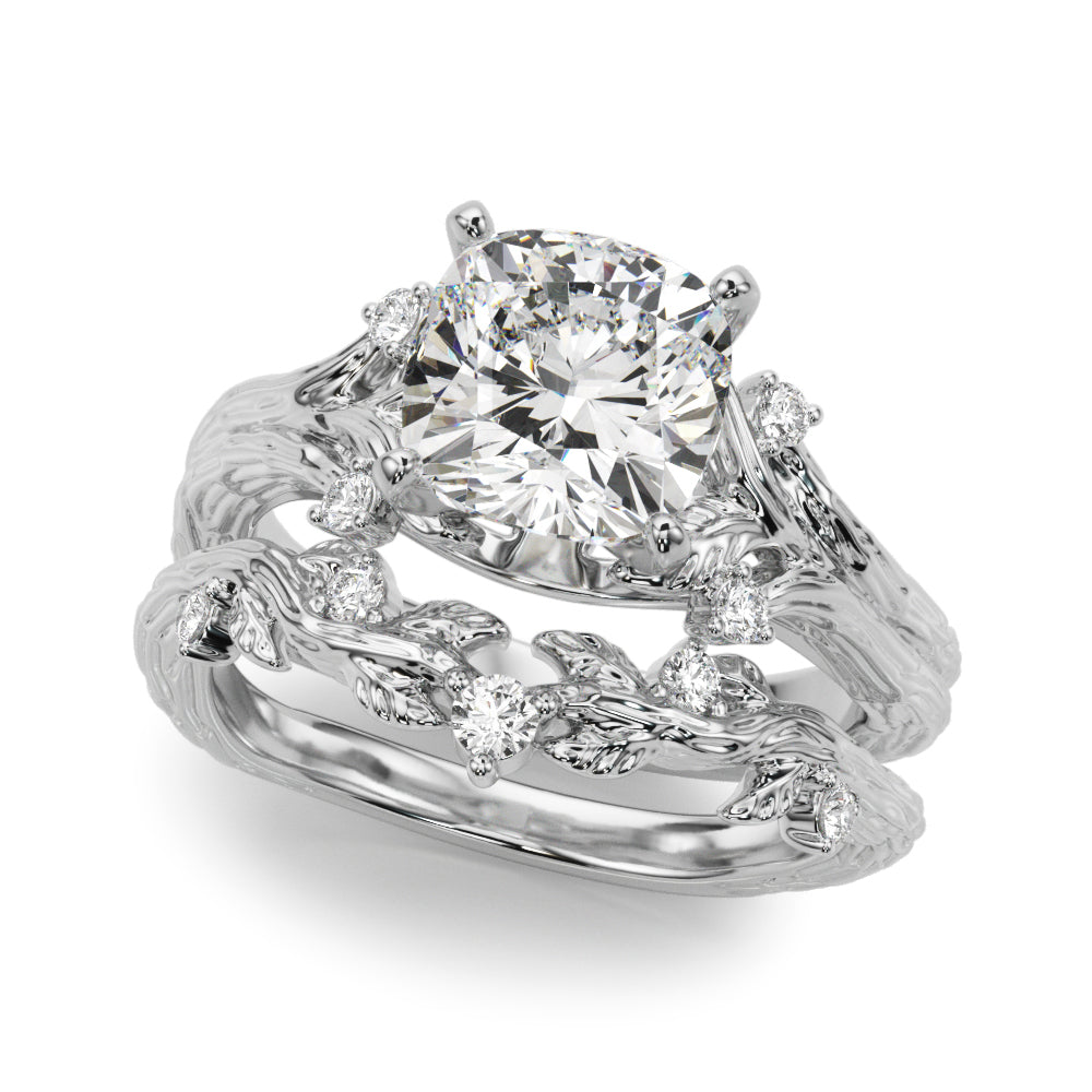 Majestic Sidestone Round Diamond Engagement Ring in 10K/14K gold and platinum with certified lab-grown or natural diamonds