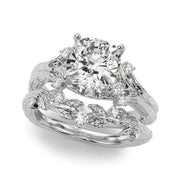 Majestic Sidestone Round Diamond Engagement Ring in 10K/14K gold and platinum with certified lab-grown or natural diamonds