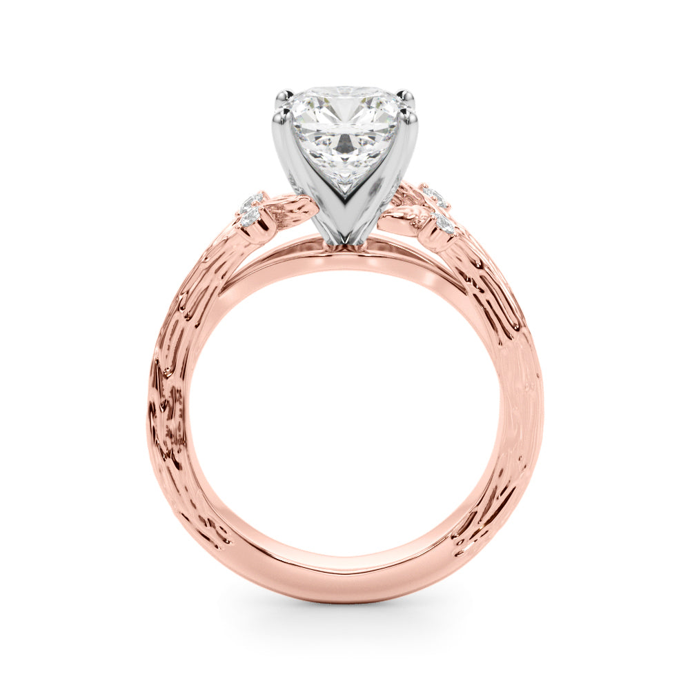 Majestic Sidestone Round Diamond Engagement Ring in 10K/14K gold and platinum with certified lab-grown or natural diamonds