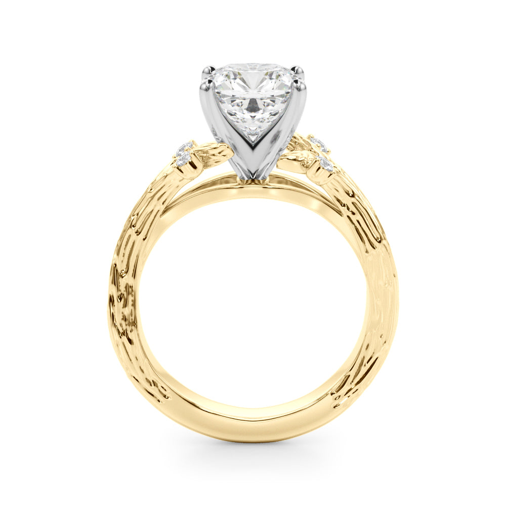Majestic Sidestone Round Diamond Engagement Ring in 10K/14K gold and platinum with certified lab-grown or natural diamonds