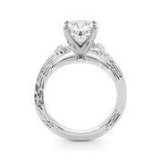 Majestic Sidestone Round Diamond Engagement Ring in 10K/14K gold and platinum with certified lab-grown or natural diamonds