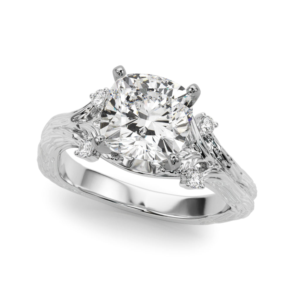 Majestic Sidestone Round Diamond Engagement Ring in 10K/14K gold and platinum with certified lab-grown or natural diamonds