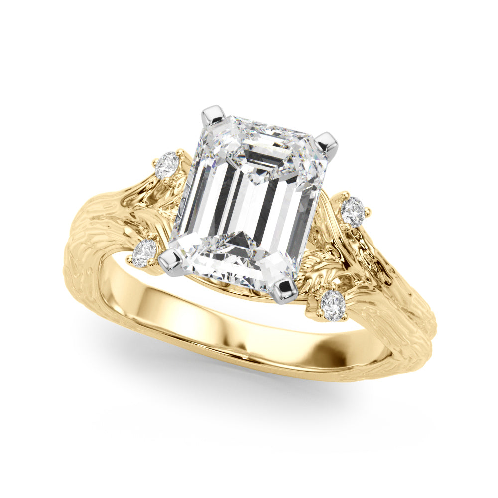 Majestic Sidestone Round Diamond Engagement Ring in 10K/14K gold and platinum with certified lab-grown or natural diamonds