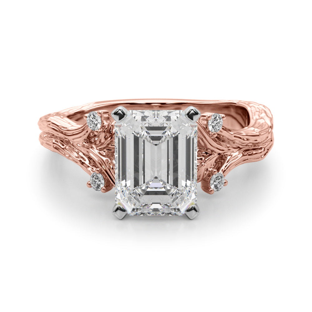 Majestic Sidestone Round Diamond Engagement Ring in 10K/14K gold and platinum with certified lab-grown or natural diamonds