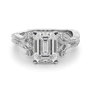 Majestic Sidestone Round Diamond Engagement Ring in 10K/14K gold and platinum with certified lab-grown or natural diamonds