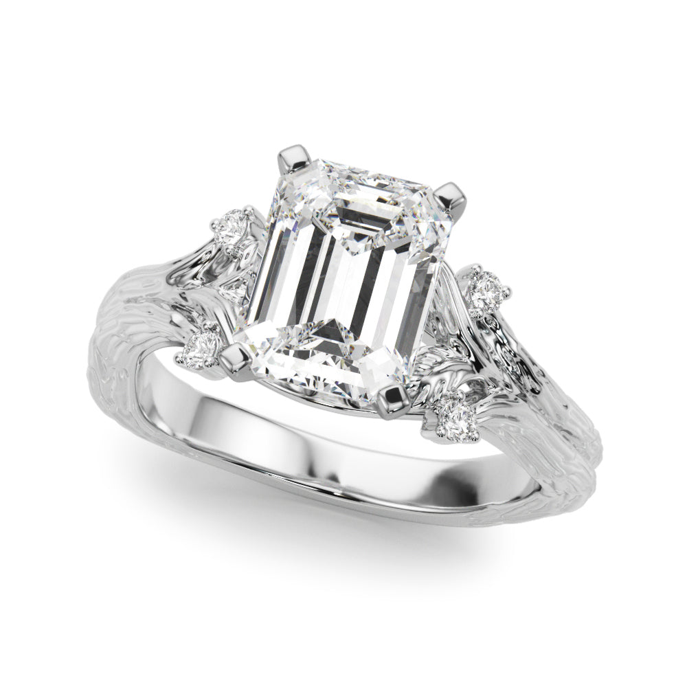 Majestic Sidestone Round Diamond Engagement Ring in 10K/14K gold and platinum with certified lab-grown or natural diamonds