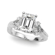 Majestic Sidestone Round Diamond Engagement Ring in 10K/14K gold and platinum with certified lab-grown or natural diamonds