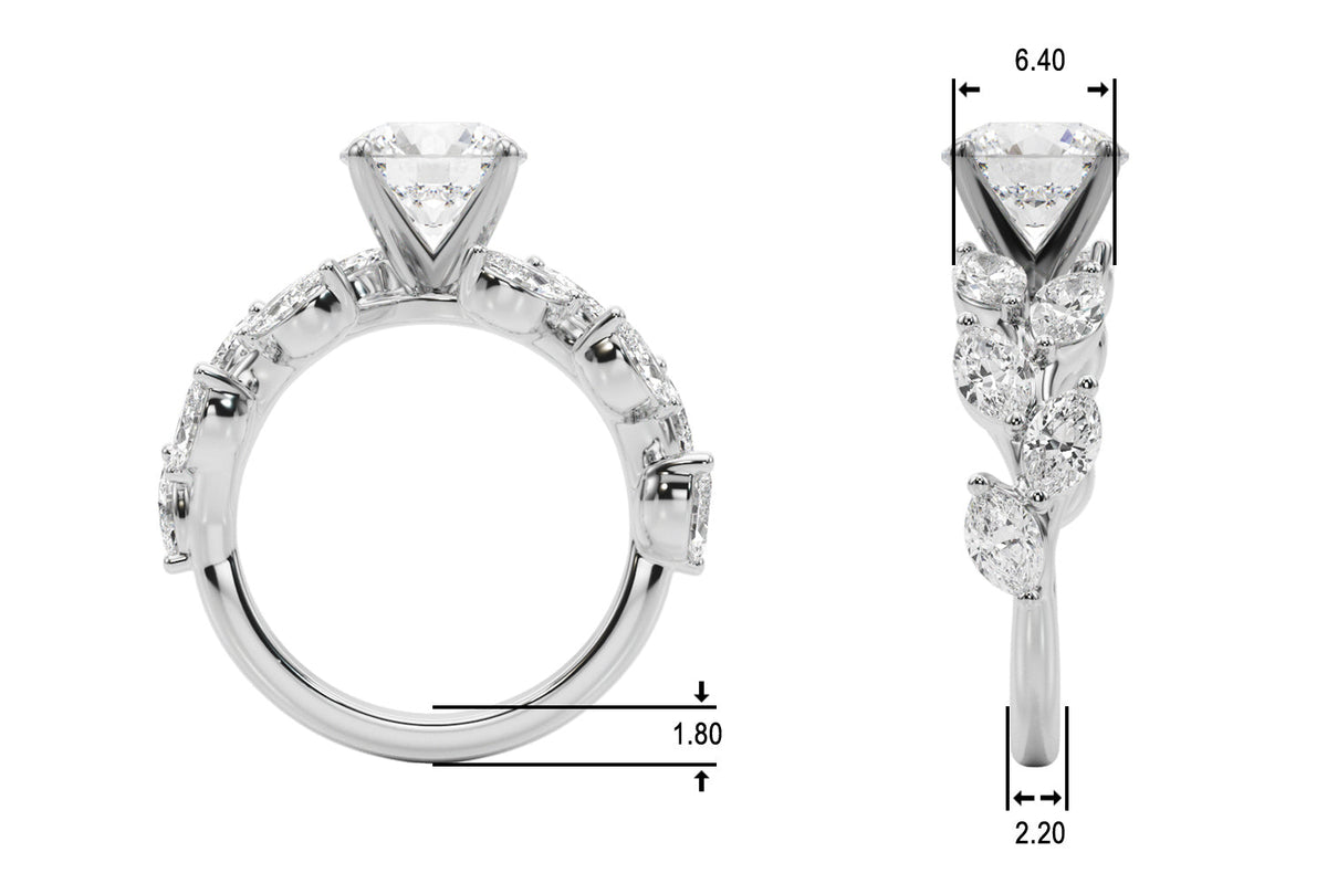 Majestic Sidestone Round Diamond Engagement Ring in 10K/14K gold and platinum with certified lab-grown or natural diamonds