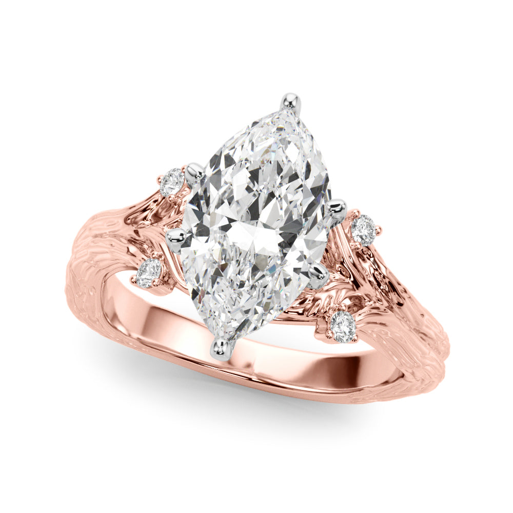 Majestic Sidestone Round Diamond Engagement Ring in 10K/14K gold and platinum with certified lab-grown or natural diamonds