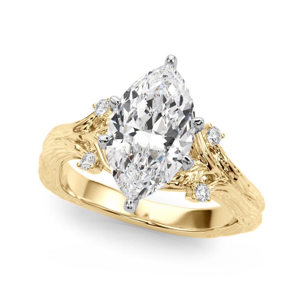 Majestic Sidestone Round Diamond Engagement Ring in 10K/14K gold and platinum with certified lab-grown or natural diamonds