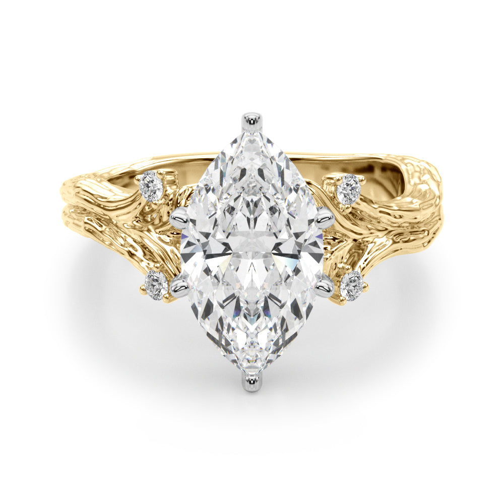 Majestic Sidestone Round Diamond Engagement Ring in 10K/14K gold and platinum with certified lab-grown or natural diamonds