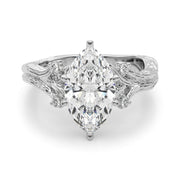 Majestic Sidestone Round Diamond Engagement Ring in 10K/14K gold and platinum with certified lab-grown or natural diamonds