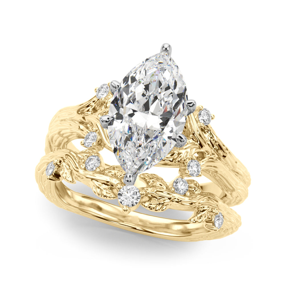 Majestic Sidestone Round Diamond Engagement Ring in 10K/14K gold and platinum with certified lab-grown or natural diamonds