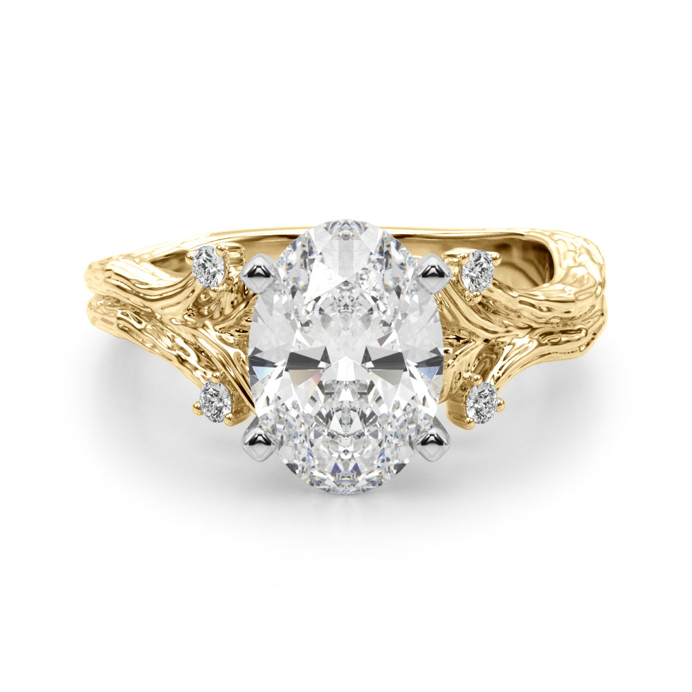 Majestic Sidestone Round Diamond Engagement Ring in 10K/14K gold and platinum with certified lab-grown or natural diamonds