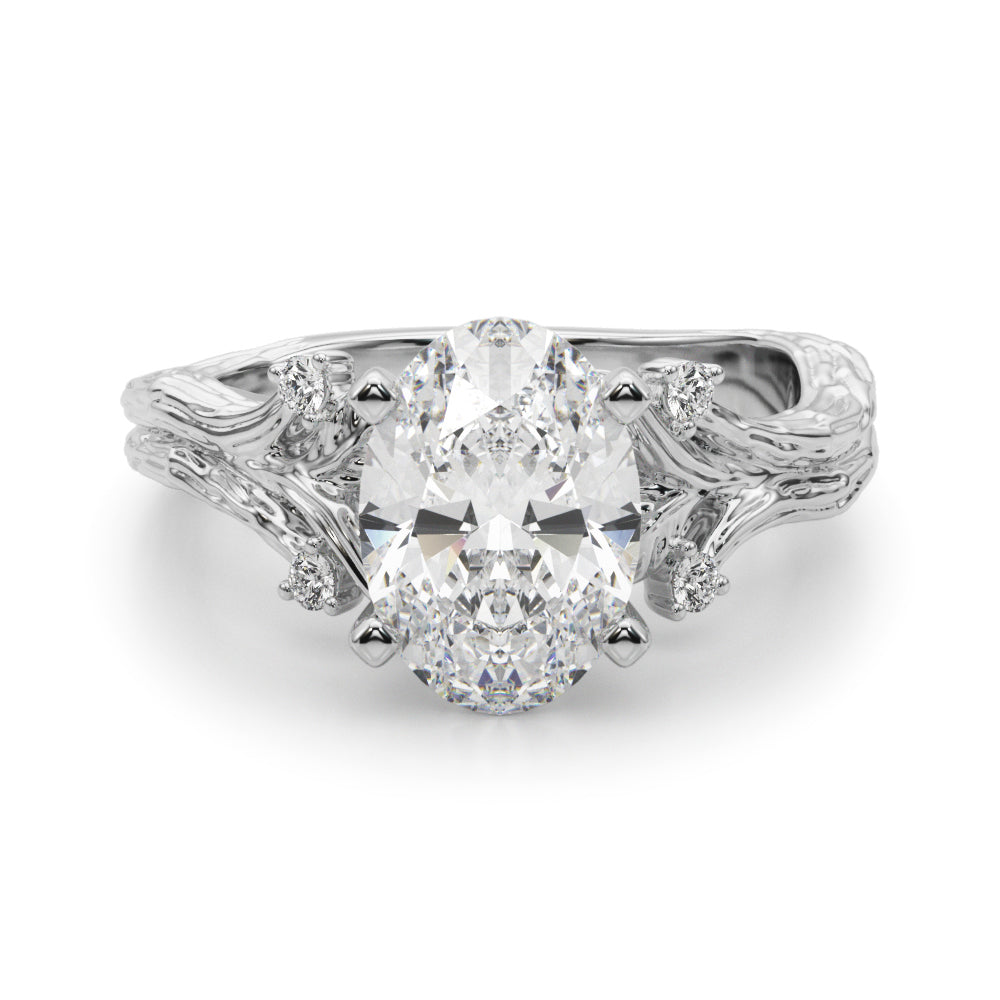 Majestic Sidestone Round Diamond Engagement Ring in 10K/14K gold and platinum with certified lab-grown or natural diamonds