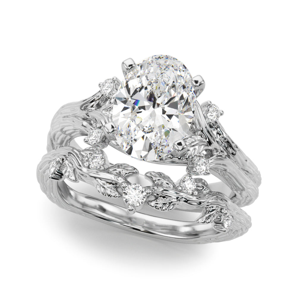 Majestic Sidestone Round Diamond Engagement Ring in 10K/14K gold and platinum with certified lab-grown or natural diamonds