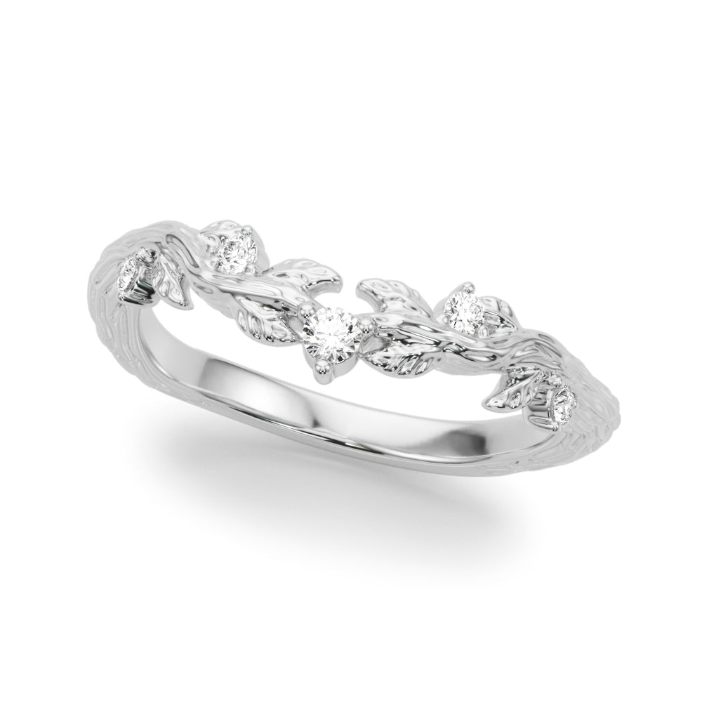 Nature Inspired Half Eternity Ring in 10K/14K gold and platinum with certified lab-grown or natural diamonds