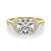 Sculpted Ov Center Round Diamond Engagement Ring â€” 10K/14K Gold & Platinum