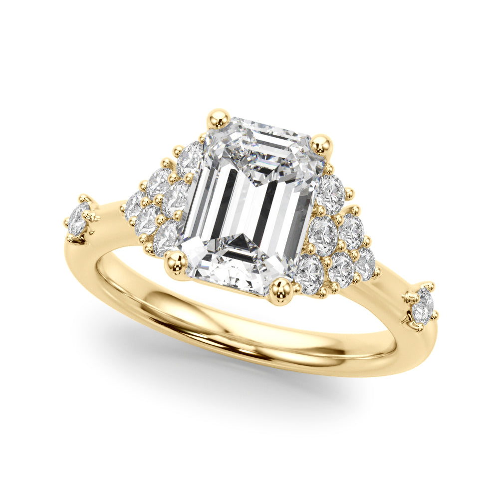 Sculpted Ov Center Round Diamond Engagement Ring â€” 10K/14K Gold & Platinum