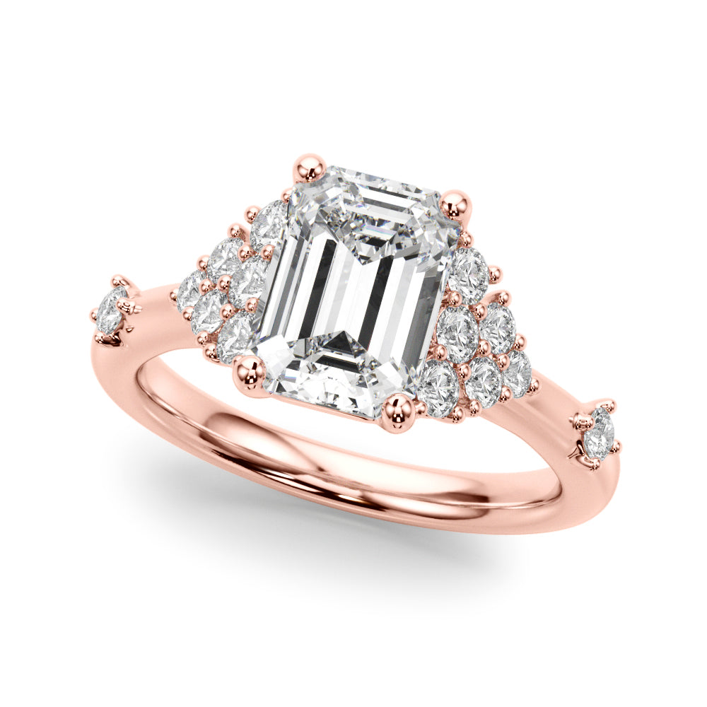 Sculpted Ov Center Round Diamond Engagement Ring â€” 10K/14K Gold & Platinum