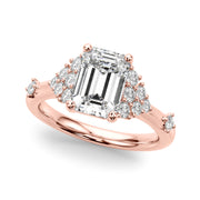 Sculpted Ov Center Round Diamond Engagement Ring â€” 10K/14K Gold & Platinum
