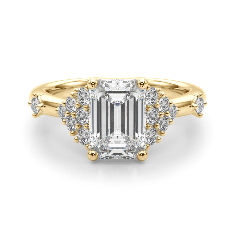 Sculpted Ov Center Round Diamond Engagement Ring â€” 10K/14K Gold & Platinum