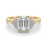 Sculpted Ov Center Round Diamond Engagement Ring â€” 10K/14K Gold & Platinum