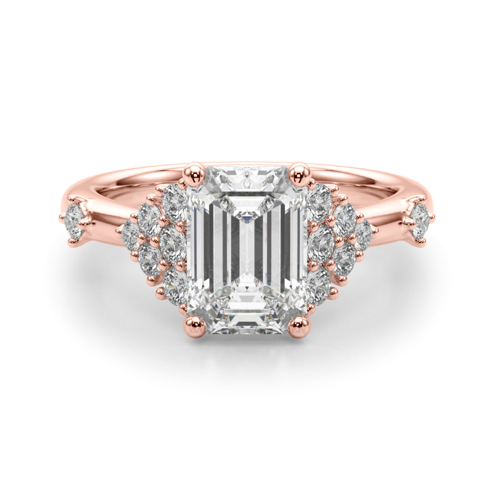 Sculpted Ov Center Round Diamond Engagement Ring â€” 10K/14K Gold & Platinum