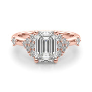 Sculpted Ov Center Round Diamond Engagement Ring â€” 10K/14K Gold & Platinum
