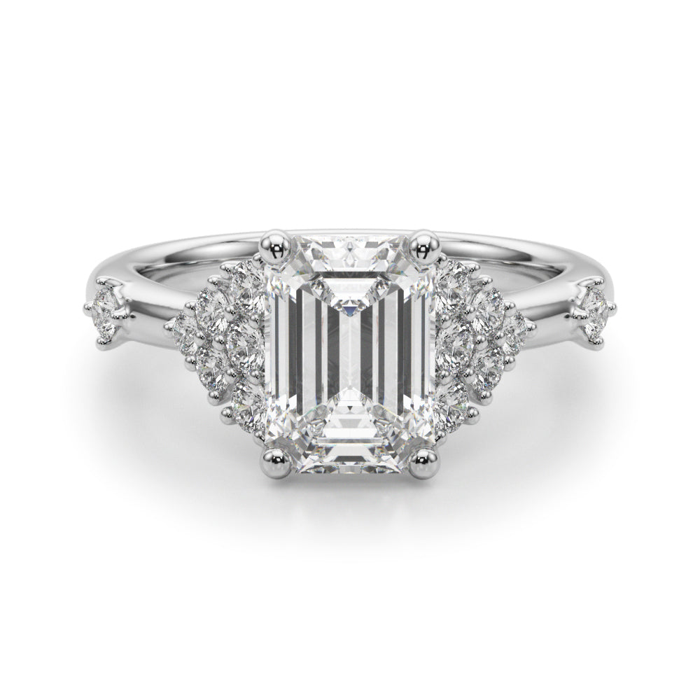 Sculpted Ov Center Round Diamond Engagement Ring â€” 10K/14K Gold & Platinum