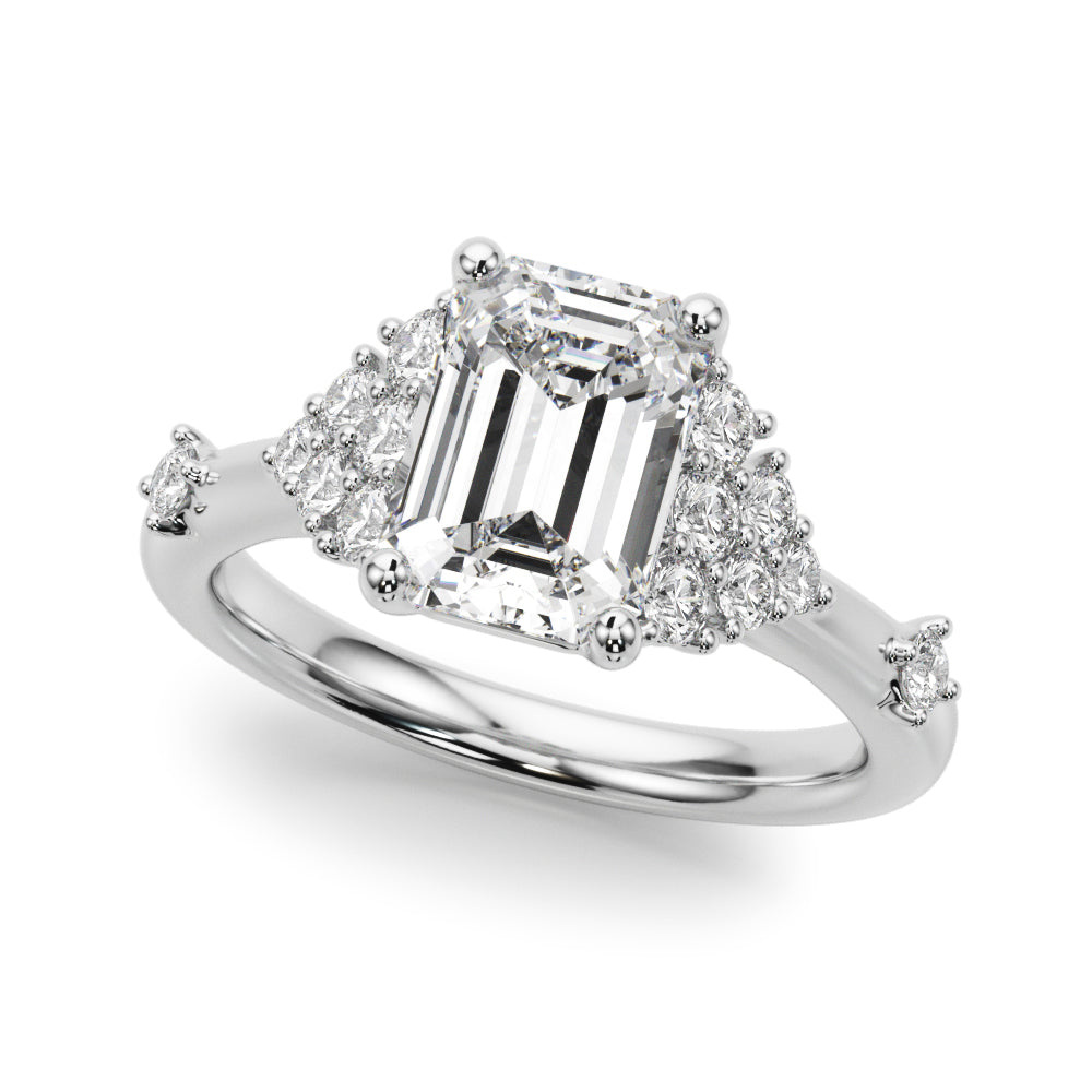 Sculpted Ov Center Round Diamond Engagement Ring â€” 10K/14K Gold & Platinum