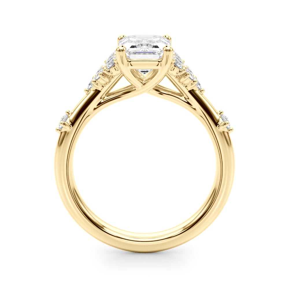 Sculpted Ov Center Round Diamond Engagement Ring â€” 10K/14K Gold & Platinum
