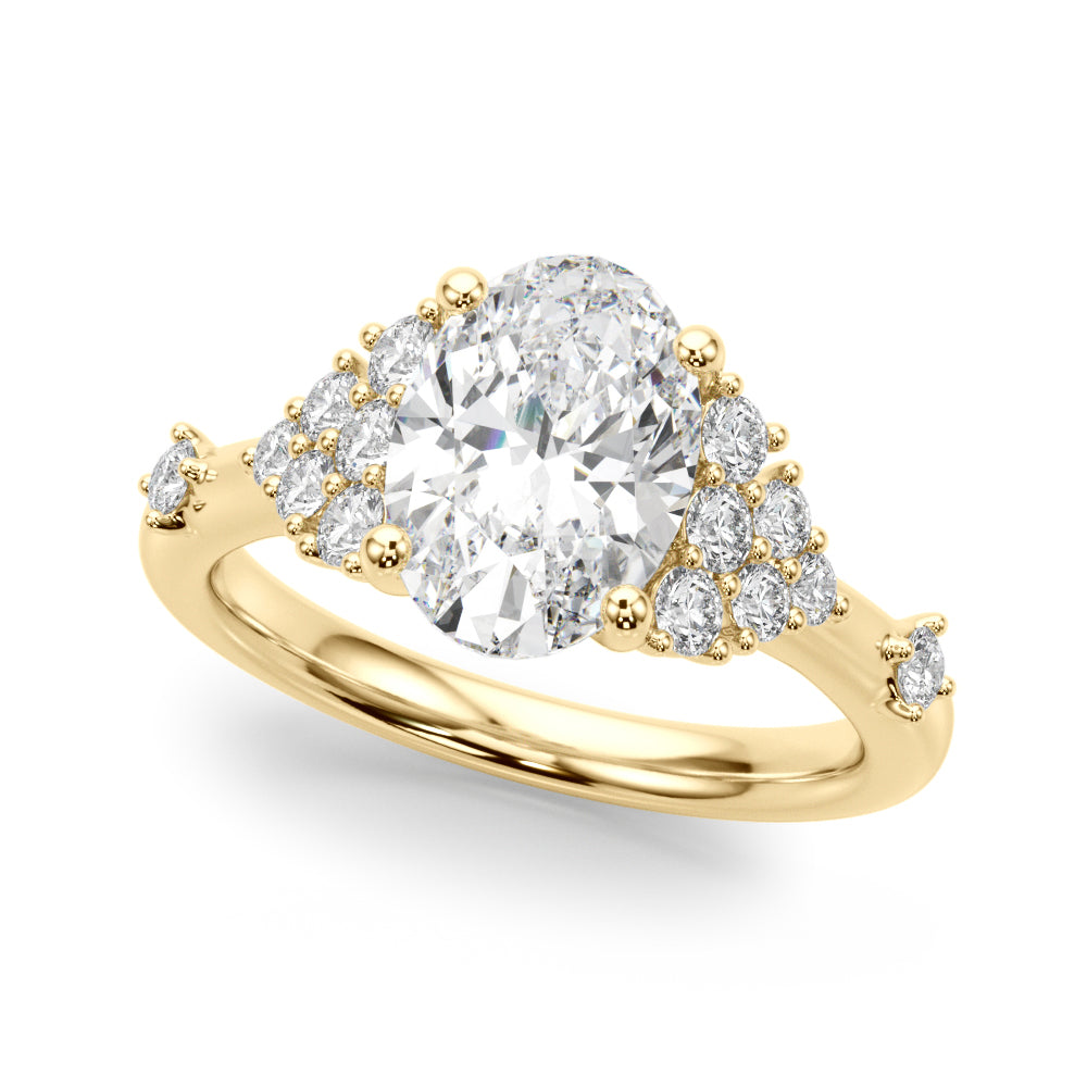 Sculpted Ov Center Round Diamond Engagement Ring â€” 10K/14K Gold & Platinum