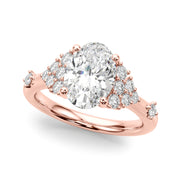 Sculpted Ov Center Round Diamond Engagement Ring â€” 10K/14K Gold & Platinum