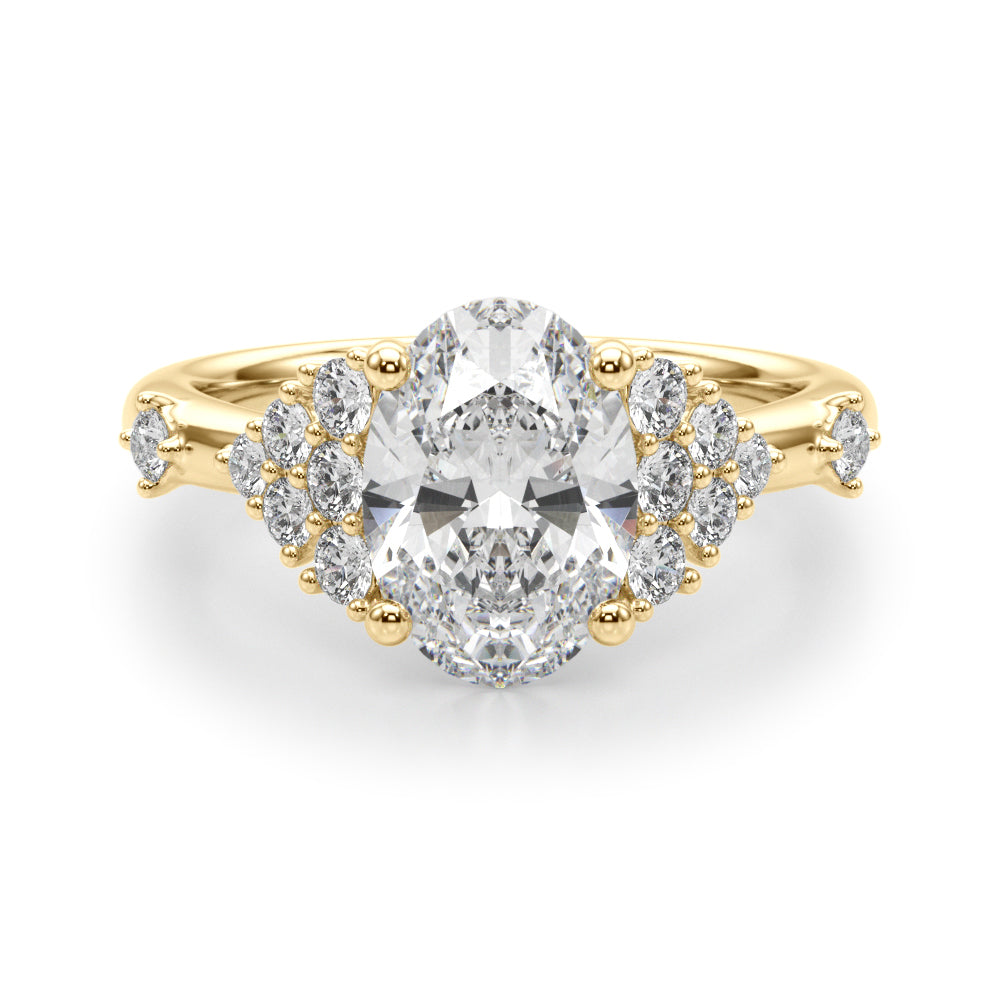 Sculpted Ov Center Round Diamond Engagement Ring â€” 10K/14K Gold & Platinum