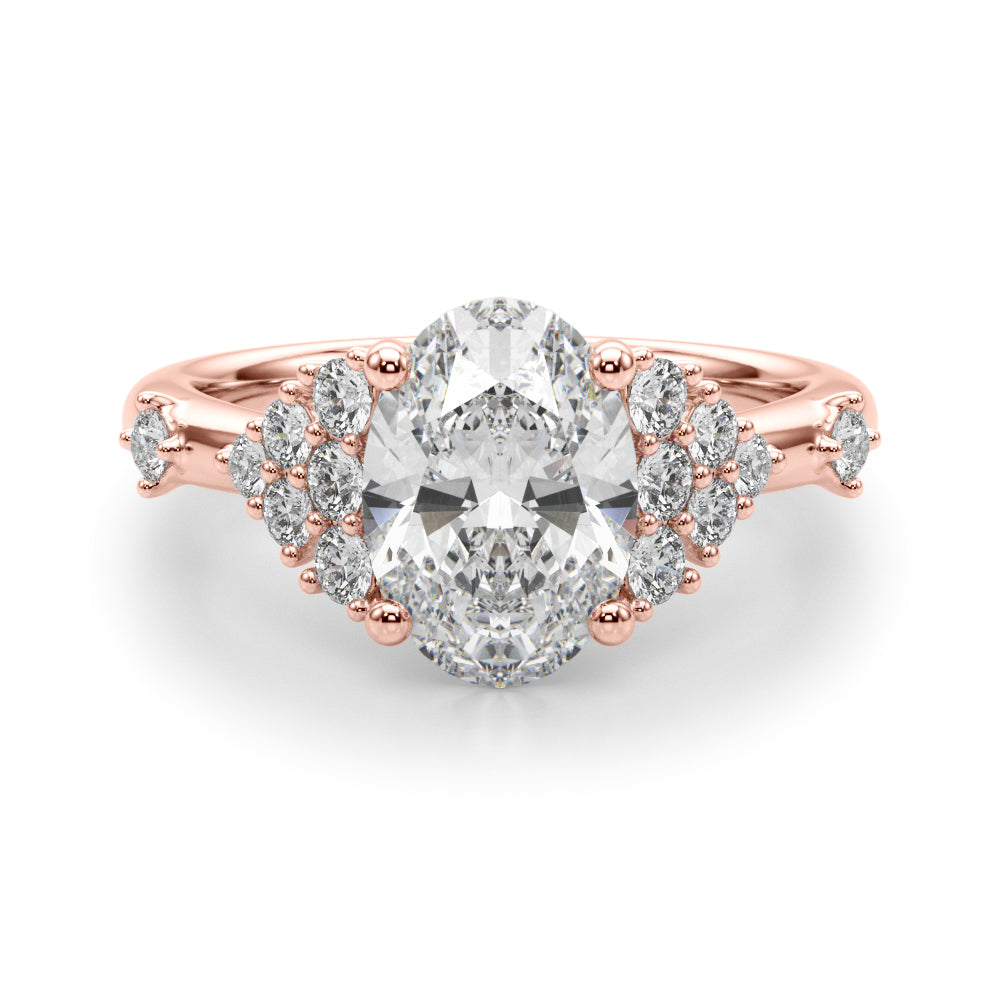 Sculpted Ov Center Round Diamond Engagement Ring â€” 10K/14K Gold & Platinum