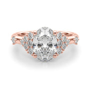 Sculpted Ov Center Round Diamond Engagement Ring â€” 10K/14K Gold & Platinum