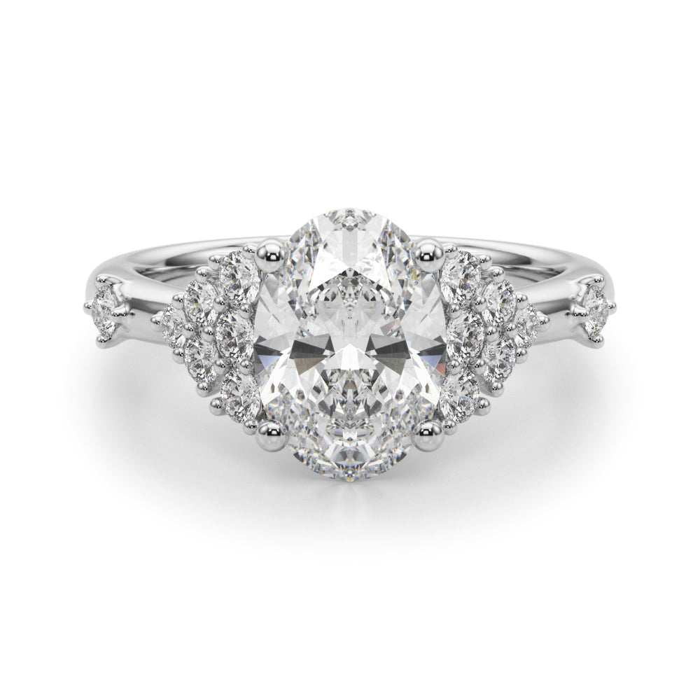 Sculpted Ov Center Round Diamond Engagement Ring â€” 10K/14K Gold & Platinum